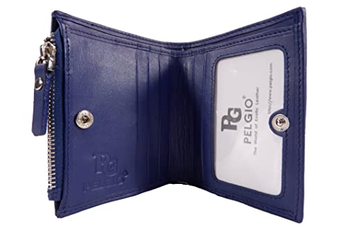 Genuine Polished Stingray Shagreen Skin Leather Zip Bifold Wallet (Ultramarine Blue)4
