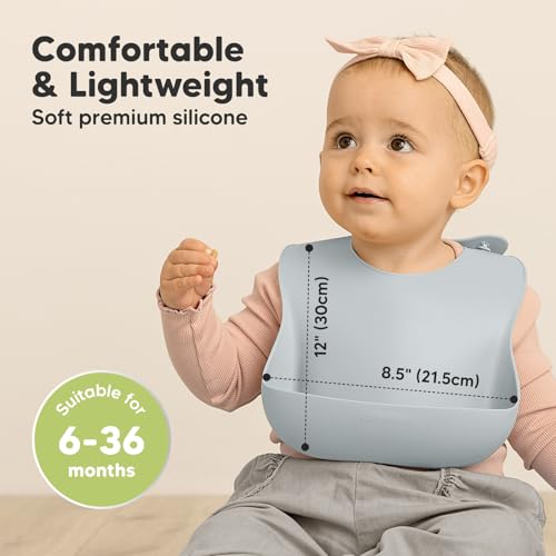 Image of KeaBabies 2-Pack Silicone Bibs for Babies, Toddlers Girl, Boy (Alps)