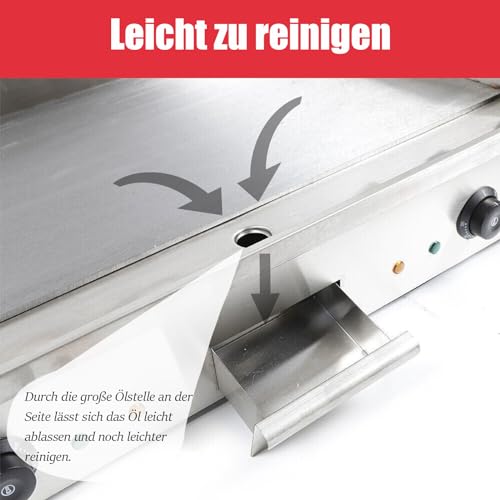 220V 4400W Elektro Grillplatte 50-300 ℃ Elektrogrill Edelstahl-Kochplatte Mit Anti-Splash Fettsammelschale Gastronomie Tischgrill Bräter Griddleplatte Griddle Für Zuhause und draußen BBQ – Bild 6