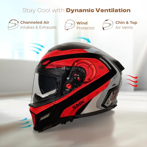 Image of SMK Agnar Cyborg ISI, DOT and ECE 06 Certified Helmet with Antigog Pinlock 30 Fitted & Dual Visor (GL263 - L)