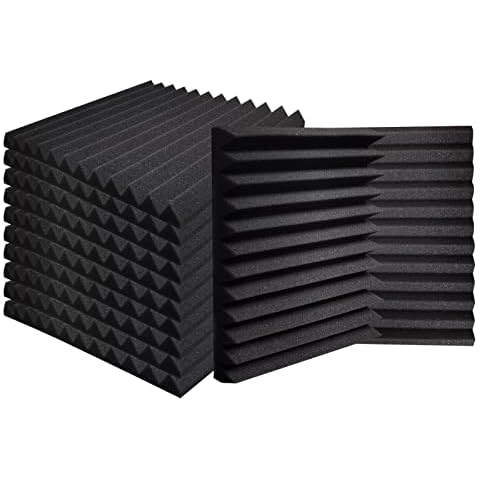 Ikaufen 48 Pack Acoustic Foam Panels, 2" X 12" X 12" Studio Foam Wedges, High Density and Flame Retardant Sound Proof Foam Panels for Wall and Ceiling Cover