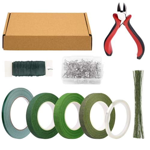 Generisch Kit Floral - Cinta adhesiva y alambre para floristería, juego de manualidades creativo para proyectos de boda y ramilletes para hombres y mujeres