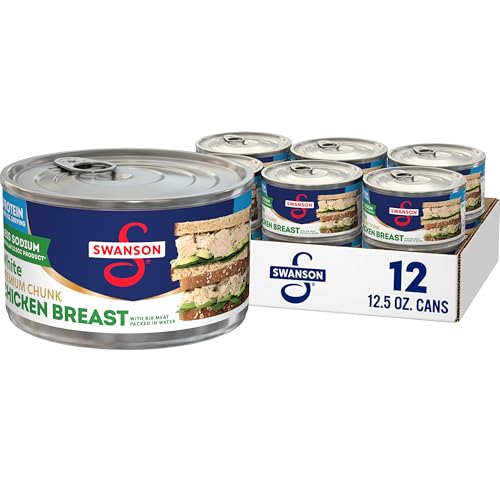 Image of Swanson 25% Less Sodium White Premium Chunk Canned Chicken Breast in Water, 12.5 OZ Can (Case of 12)
