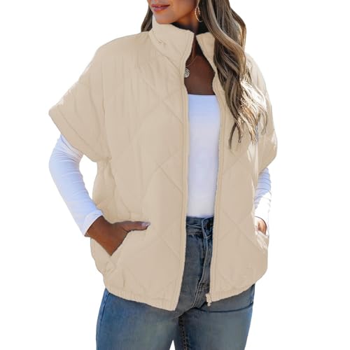 YROHGKPN Chaleco de invierno para mujer, ligero, cálido, con cuello a prueba de viento y prácticos bolsillos para las manos, chaleco amortiguador para mujer