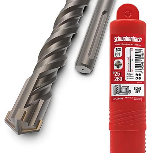 SCHWABENBACH ® SDS Max Drill 25mm x 260 - Foret à béton - Perçage précis et rapide dans le béton - Qualité supérieure avec pointe en carbure - Foret à maçonnerie long Cover