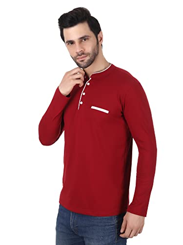 Image of YEZI Cmbo Pack of 2 Full Sleeve Mandarin Collar T-Shirt for Men