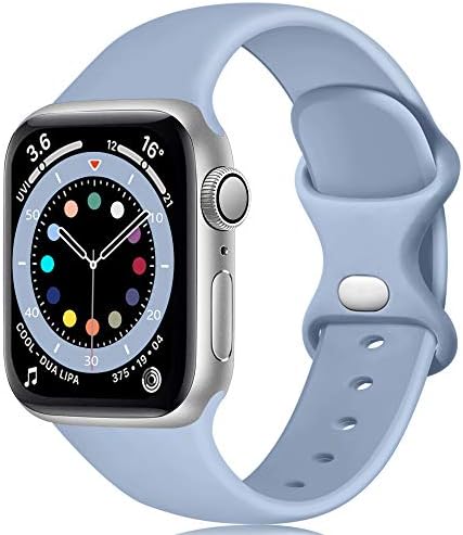 Epova Silicone Strap Compatible with Apple Watch Strap 40mm 38mm 41mm, Replacement Straps for iWatch SE Series 8 7 6 5 4 3 2 1, Black, Large