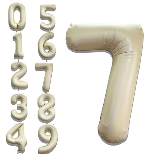 Image of Solid White 7 /Seven Number Foil Balloons 32 inch 7th Birthday Party Decoration Helium Supported