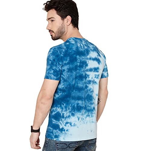 Image of Free Authority Mickey & Friends Printed Regular Fit Blue Cotton Men's T-Shirt