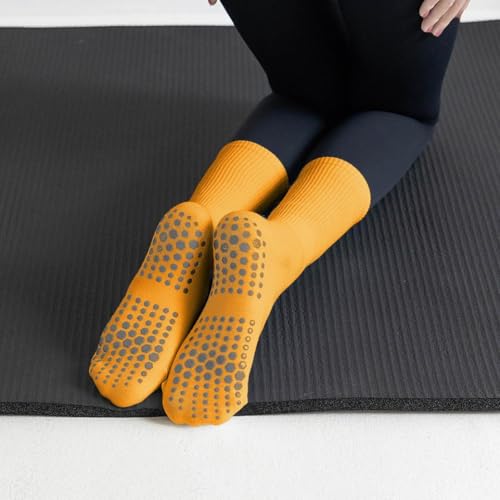 Long Pilates Socks Women With Grips Crew Bulk 3Pc Ladies Yoga Compression Socks Adult Ballet Workout Socks For Boots2