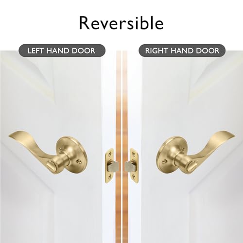 Image of Design House Springdale Privacy Door Lever, Satin Gold | Surface, Transitional, Brass, Hardware, 728907