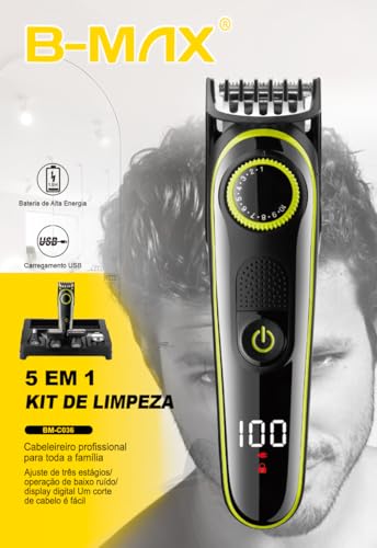 Aparador de Pelos Multifuncional 5 EM 1 Sem Fio Bivolt B-MAX BM-C036