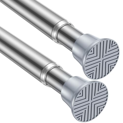 Image of AIZESI Tension Curtain Rod 18-36 inch,2Pcs Adjustable Tension Rod Silver Curtain Tension Rod No Drilling Small Spring Tension Curtain Rod