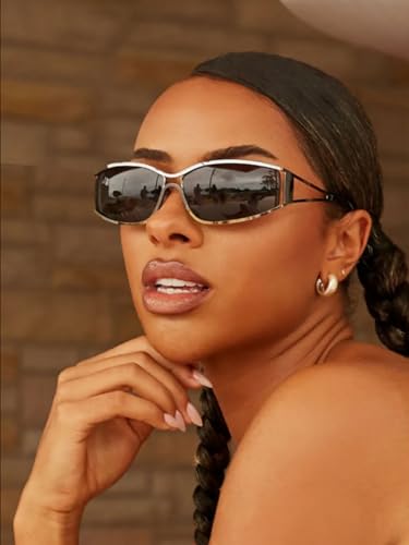 SORVINO Y2K Futuristic Sunglasses for Women Trendy 2000S Wrap Around Glasses Clear Metal Shades2