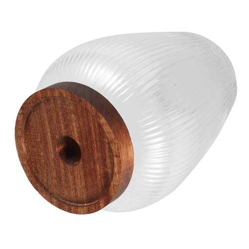 MUELODSIC 相思木製蓋付きガラス茶筒 大容量気密保存容器 軽量透明パントリー収納ジャー 食品グレード耐久性キッチンキャニスター