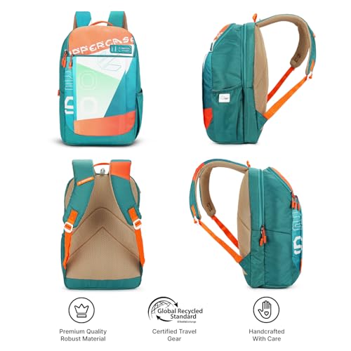 Image of uppercase Campus School Backpack | Well-Padded, Double Compartment with File Sleeve, Organizers, Side Bottle Pocket | For Boys & Girls | 500 Days Warranty
