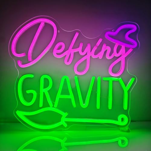 Image of Witch Magic Movie Neon Sign Defying Gravity Neon Lights for Room Dimmable Green Purple LED Neon Lights for Them Party Witch Musical Led Sign for Bedroom Movie Neon Wall Art Gifts for Witch Fans Lovers