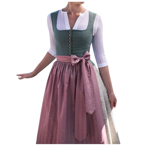 KBOPLEMQ Dirndl Midi con Schürze Verde Claro