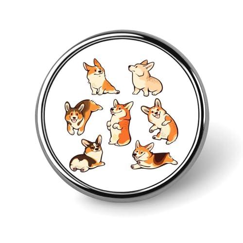 バッジ 円形 徽章 かわいい コーギー 犬 缶バッジ 胸章 ピンバッチ ボタンブローチ 25mm おしゃれ ネクタイピン コレクション バッグ飾 帽子 胸飾り かばん掛け 工芸品 取付簡単 男女兼用 プレゼント