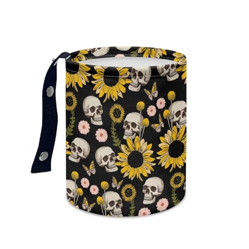 Image of Skeleton Car Rubbish Bin Portable Waste Basket Bin Waste Auto Basket Can with Adjustable Strap