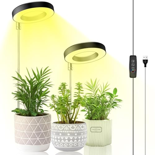 Pothenika Grow Lights for Indoor Plants 2 Pack Plant Growing Light LED Full Spectrum Lamp for Indoor Plant 10 Adjustable Brightness 180 Rotatable with Auto On/Off Timer 3/9/12H