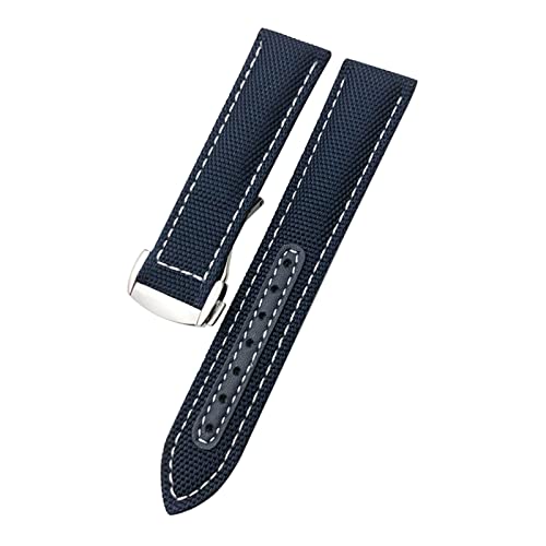 Sangle de montre nylon 22mm compatible Seamaster 300 tissu bleu - 4