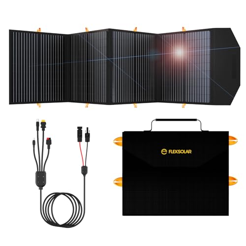 Image of Upgraded 120W Portable Solar Panel for 500/1000/1500W Power Station, ETFE Solar Power Charger with QC3.0 USB-A &Type-C&M-C-4 Output Foldable Solar Panel for Camping, RV, Emergency Power Supply