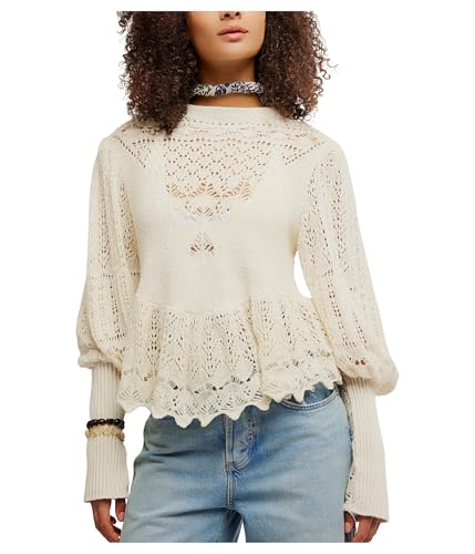 Free People Womens Lucinda Sweater Ivory XS