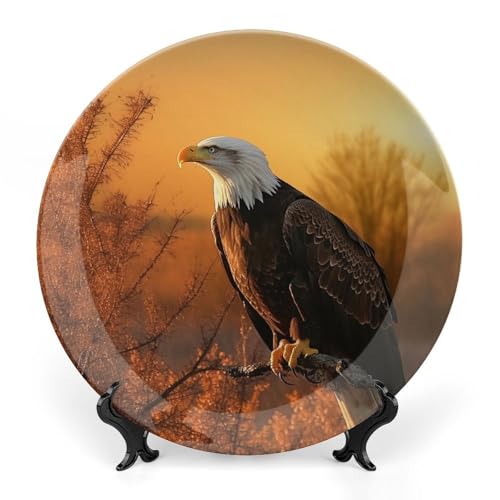 Plato decorativo Golden Sunset Bald Eagle Bone China 7 inch miniatura 1