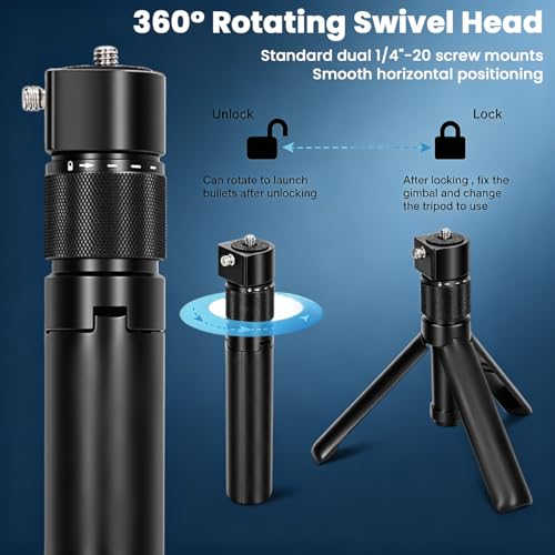 Image of ZORBES Handle Tripod Rotating Grip for Insta360 X5 /X4 /X3, for DJI OSMO Pocket 3, for GoPro 360Rotating Grip, 1 /4 inch Thread, Compact Selfie Stick & Tabletop Tripod, Vlogging Travel Camera Accessory