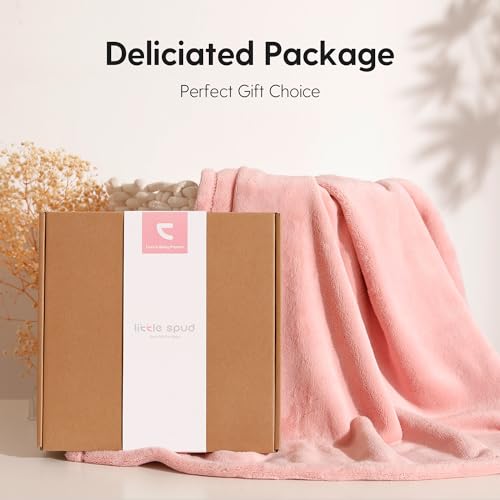 Image of Baby Blanket for Girls and Boys, Soft Milky Plush Fleece Blankets, 50x50 Inch Large Square Baby Blanket for Newborns and Toddlers, Perfect Newborn Gifts, Pink
