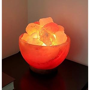 Spantik Himalayan Salt Lamp Bowl with Natural Crystal Chunks, Dimmer Cord and Classic Wood Base Premium Quality Authentic from Pakistan Spantik Himalayan Salt Lamp Bowl with Natural Crystal Chunks Dimmer Cord and Classic Wood Base Premium Quality Authentic from Pakistan