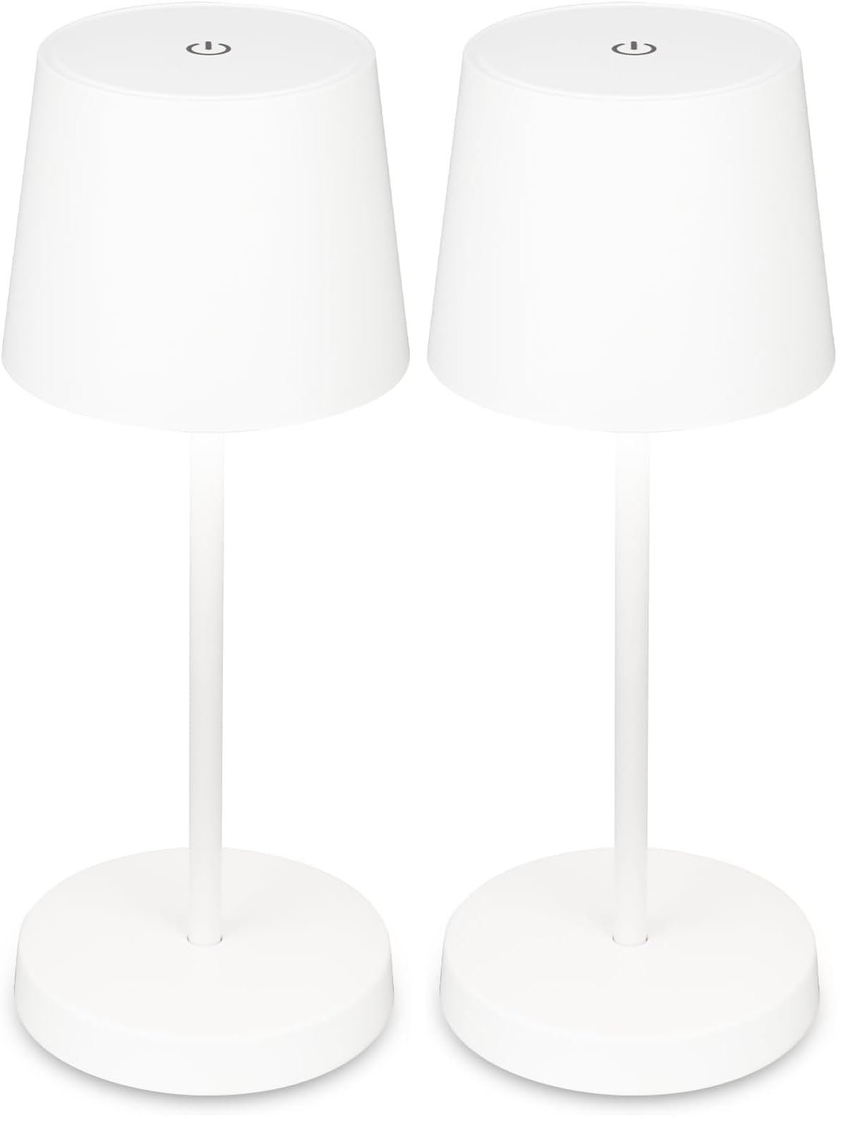 BRILONER - LED Tischlampe Kabellos, Dimmbare Nachttischlampe Touch, Schreibtischlampe, Leselampe, Tischleuchte Outdoor und Indoor, USB-C, Camping Lampe, Warmweißes Licht, Weiß, 10,5x26 cm