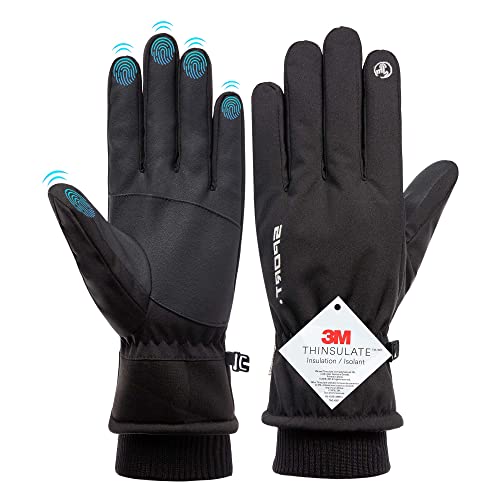 KELEKELE Guantes Invierno Hombre Mujer Impermeable Guantes Invierno Ciclismo Termicos y Prueba del Viento Esquí Guantes de Pantalla Táctil para Deportes al Aire Libre Correr De Ciclismo (L)