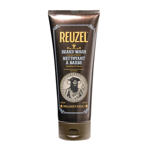 REUZEL Clean & Fresh Beard Wash Softens Beard Cleanses and Moisturizes Gentle Non-Comedogenic Vegan Formula Light Citrus Mint Scent For All Skin Types 6.76 oz