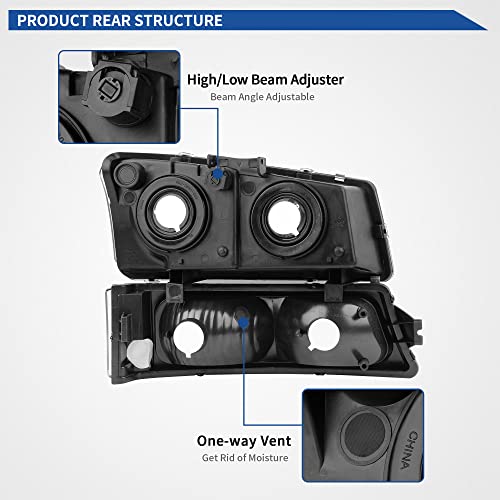 Image of OEDRO Headlights Compatible with Chevy Silverado 2003-2006 Clear Lens