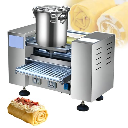 Máquina for hacer crepes comercial totalmente automática, máquina for hacer pasteles Mille Crepe con velocidad y temperatura ajustables, acero inoxidable, fácil de limpiar for pastelería(6in)