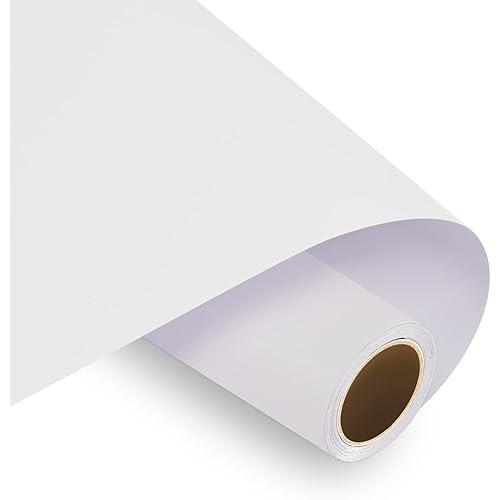 HTVRONT White Vinyl, 12" x 5 FT Adhesive Vinyl Roll for Cricut, Silhouette - Easy to Cut & Weed