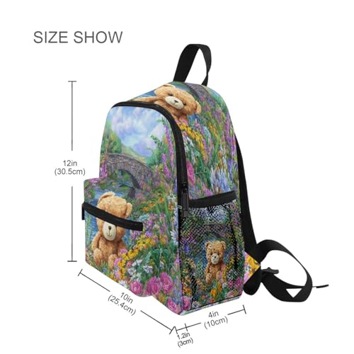 Sinestour Bear Flowers Pink Toddler Backpack Kindergarten Preschool Backpack for Toddler Boys Girls School Backpack3