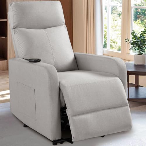 Cfvyne Zero Wall Power Recliner Chairs, Small Recliner for Small Spaces and Petite People Man Woman (1, Gray Sackcloth)