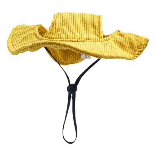 Sombrero de Sol del Perro | Peluquería Compañía de Borde Ancho Ajustable Sombrero Cubo Cubo de Cubo Transpirable con Agujeros de Verano al aire libre para Perros y Gatos | Sombrerero