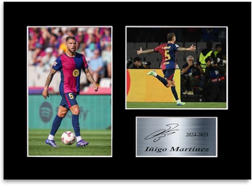Inigo Martinez Football Player 2024-2025 - Soporte de fotografía firmado A4, regalo para aficionados del Barcelona