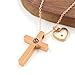 Mayfaith Elegant and Romantic 100 I Love You Language Projection Belief Necklace - Fashionable Rose Gold Cross Pendant Necklace with Charm Heart Mustard Seed, Christmas Birthday Party Gift（rose gold）