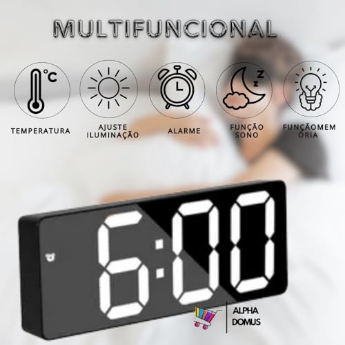 Relogio Despertador Led Com Brilho Ajustável Com Exibicao de Temperatura Acompanha Fonte USB