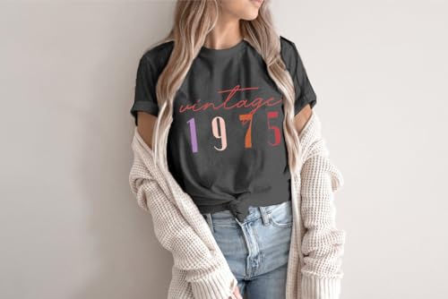 50th Birthday Shirt for Women Vintage 1975 T-Shirt Casual Short Sleeve 50 Years Old Birthday Party Tee Tops3
