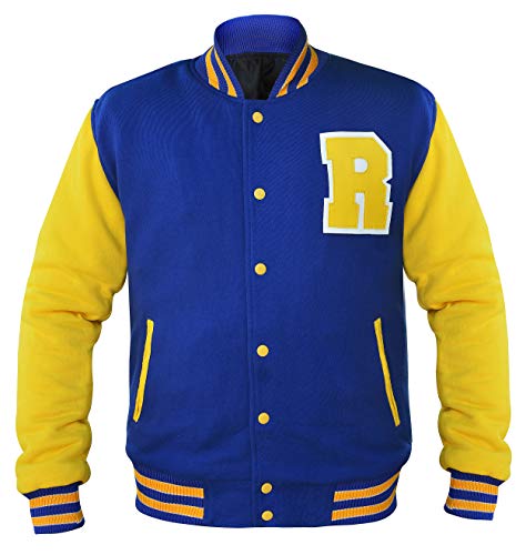 Veste Riverdale blouson polaire bomber américain lettre R bleu jaune 3XL