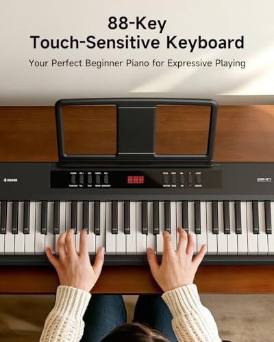 Donner 88 Key Keyboard Piano for Beginners, Semi-Weighted Electric Digital Piano with 500 Tones, 128-Note Polyphony, USB MIDI, Speakers, Carry Bag, X-Stand, Pedal & Music Rest Included(DEP-07) - image 2