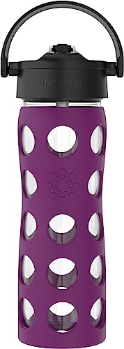 Lifefactory 16-Ounce Glass Water Bottle with Pivot Straw Cap and ...