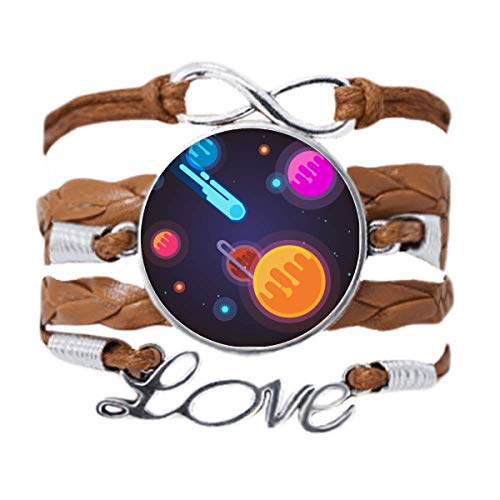 Corde tordue cuir noir bracelet univers paysages monstre alien love
