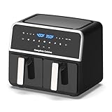 Complete Cuisine 9.5 Quart Dual Zone Air Fryer, Touch Screen, Non-Stick, Black